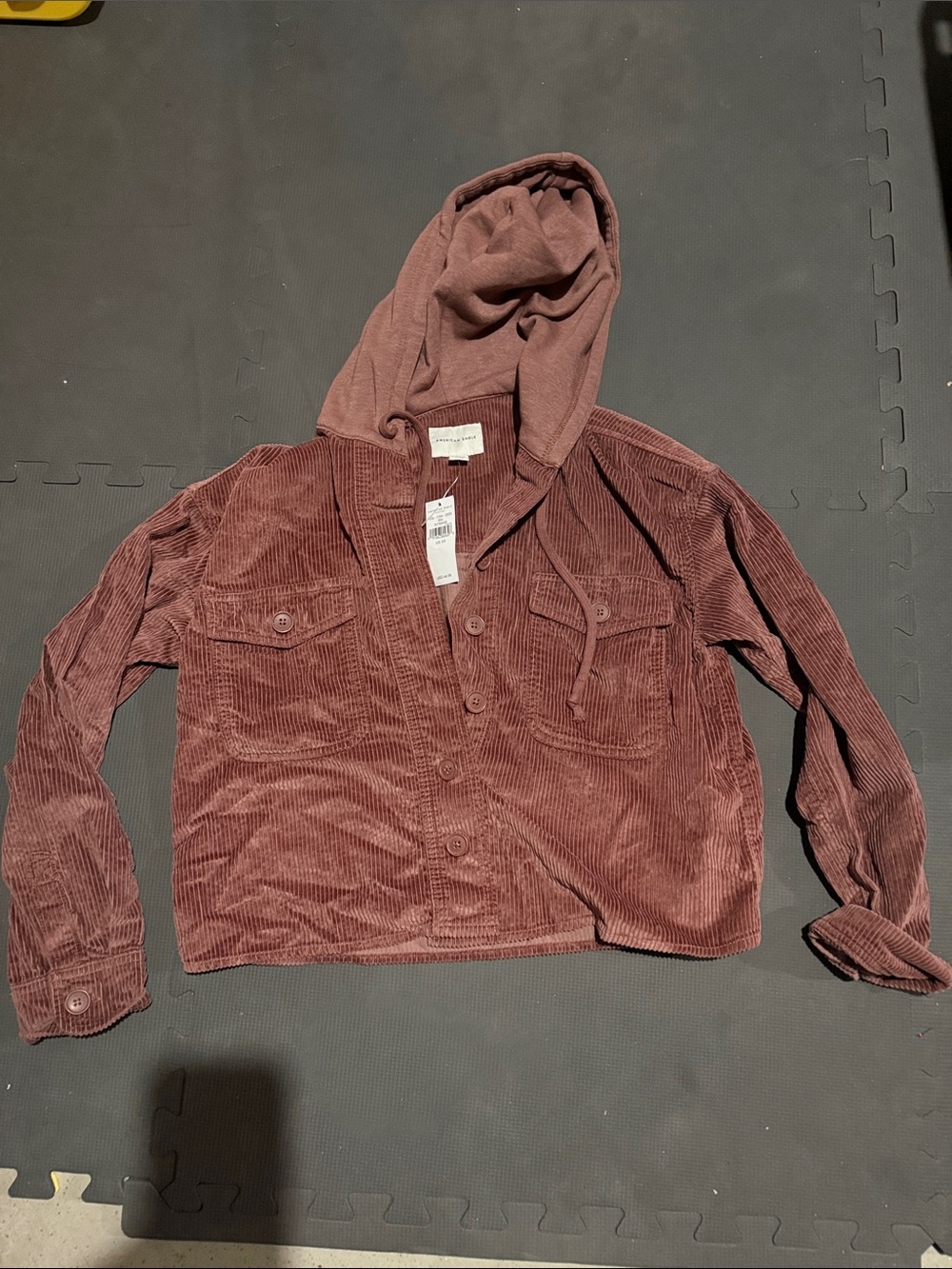 American Eagle Outfitters Corduroy Hooded Jacket in Mauve